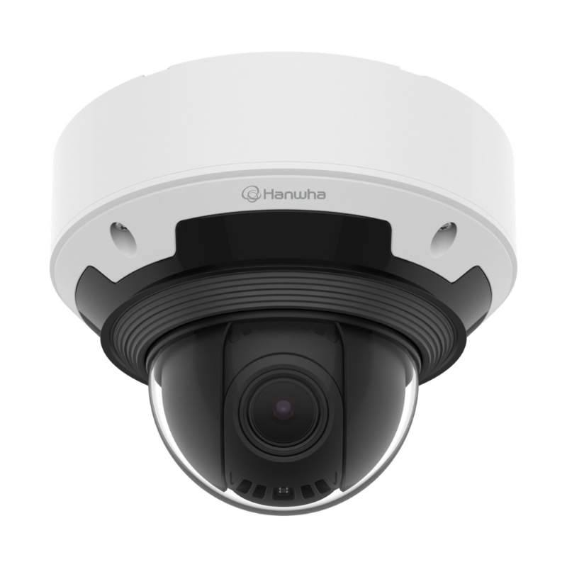 Hanwha 8MP AI Outdoor PTRZ Dome, H.265, WDR IR, IP66, 5.9-13.3mm
