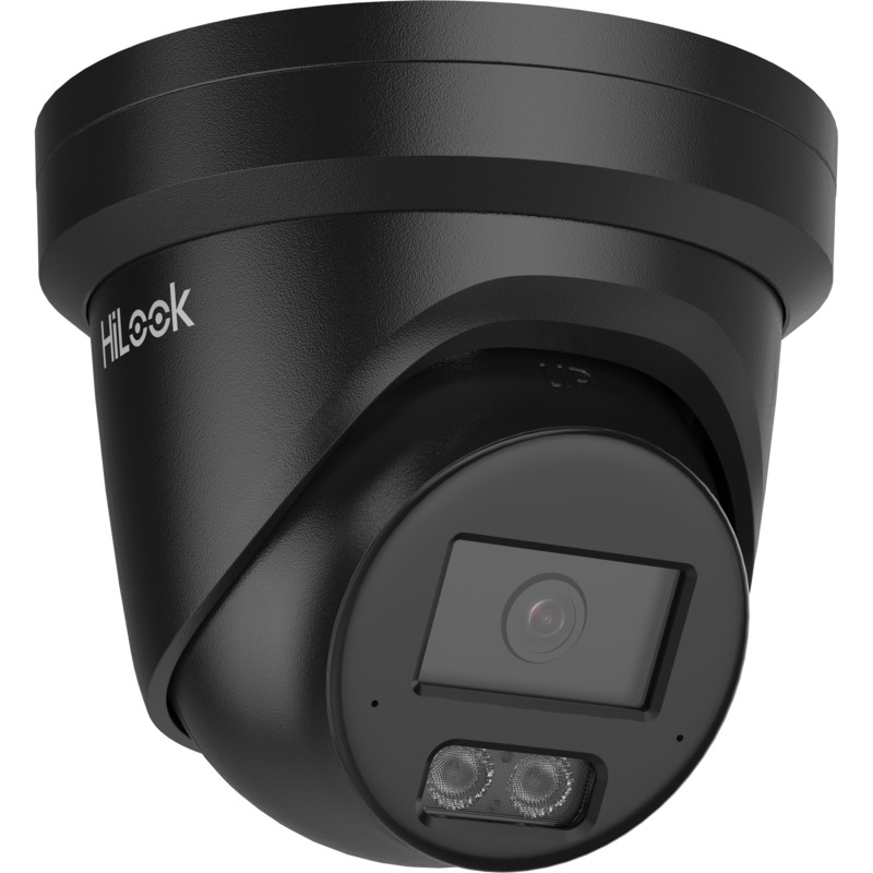 HiLook 8MP Hi-Colour Outdoor Turret Camera, Dual IR, 24/7 Colour, Mic, IP67, 2.8mm, Blk