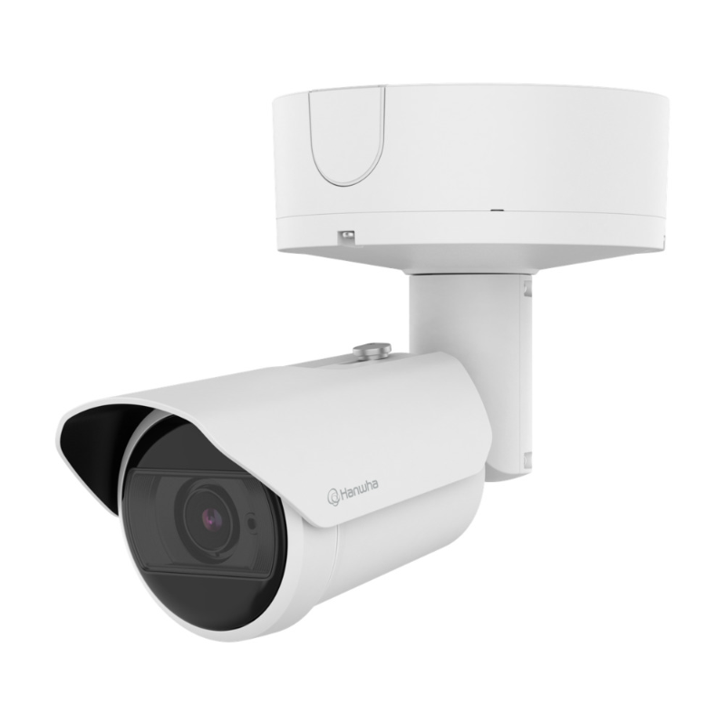 Hanwha 4MP AI Outdoor Bullet Camera, H.265, WDR, IR, IK10, 4.6-9.35mm